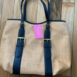 NWT Isaac Mizrahi Jute & Leather Lucille Handbag